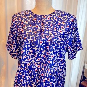 RHODA LEE 100% SILK SCOTTIE PRINT BLOUSE SIZE M
